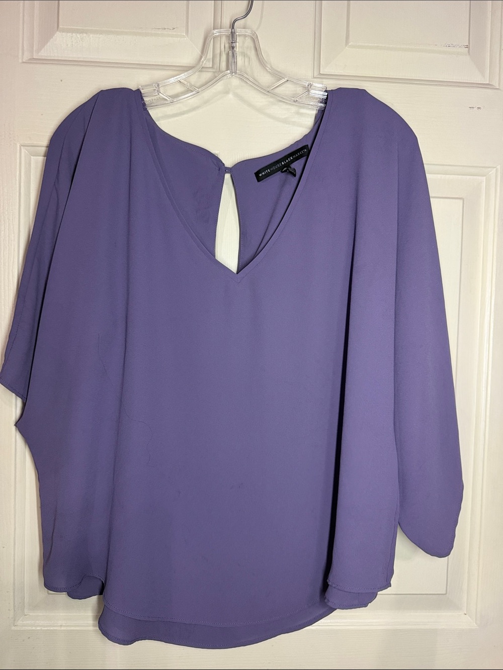 White House Black Market Lavender V-Neck Flowing Blouse